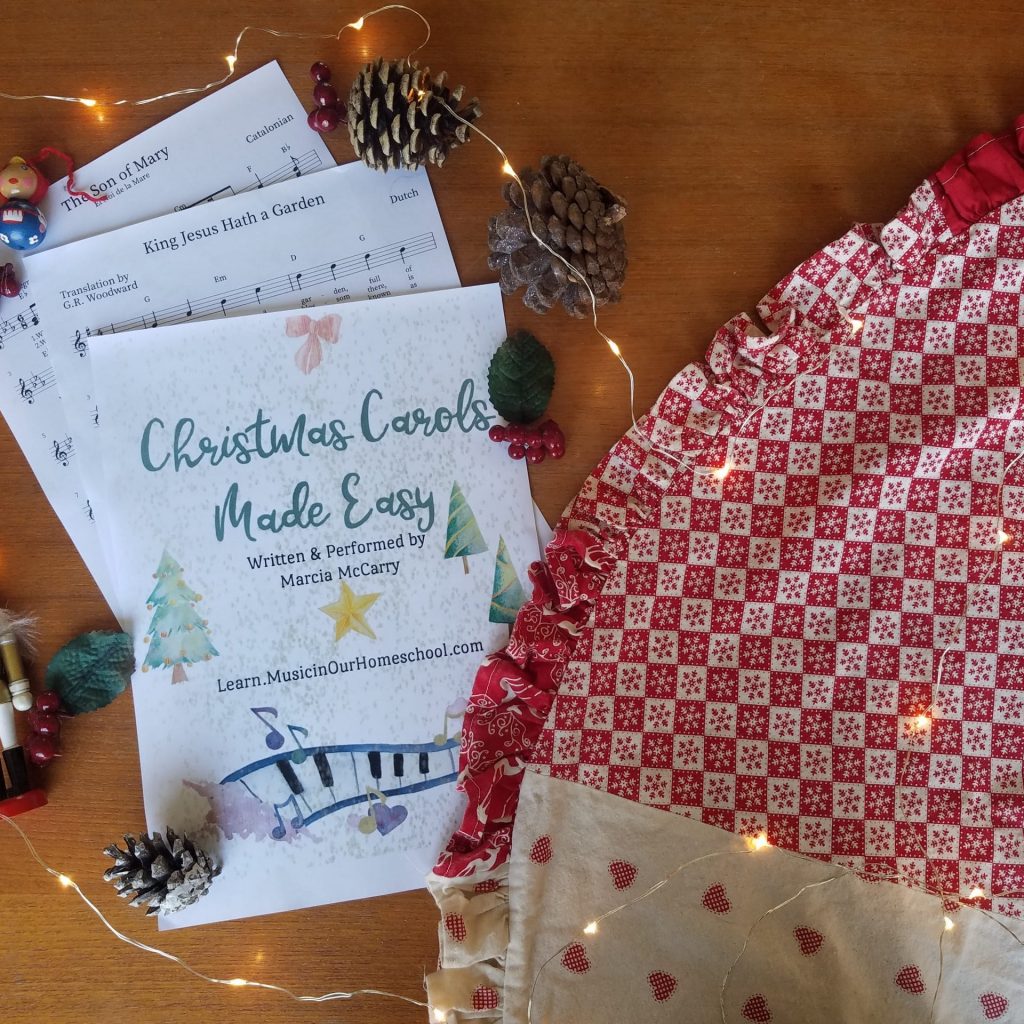 christmas decorations and cover sheet stating "Christmas carols made easy"